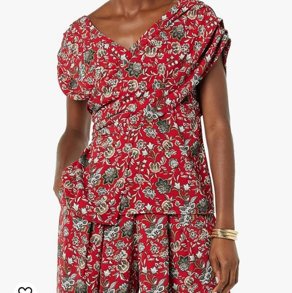 Dropped shoulder side Zip Top floral red and brown by Making the Cut New… - Picture 3 of 5